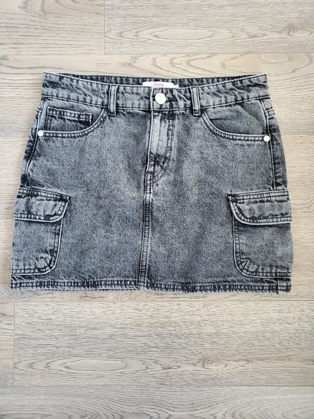 Denim cargo skirt
